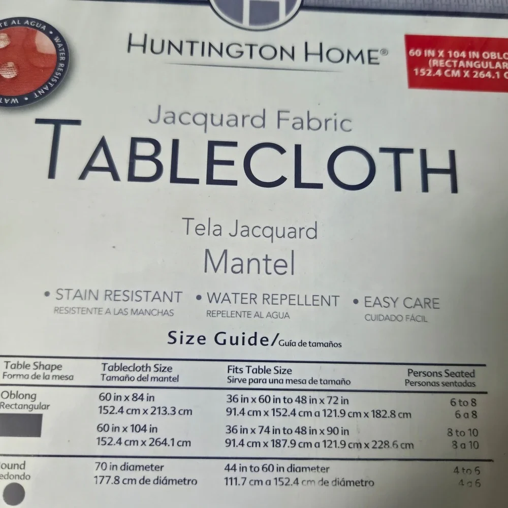 Huntington Home Jacquard Tablecloth Ivory‎ Floral 60 x 104 Oblong Rectangular